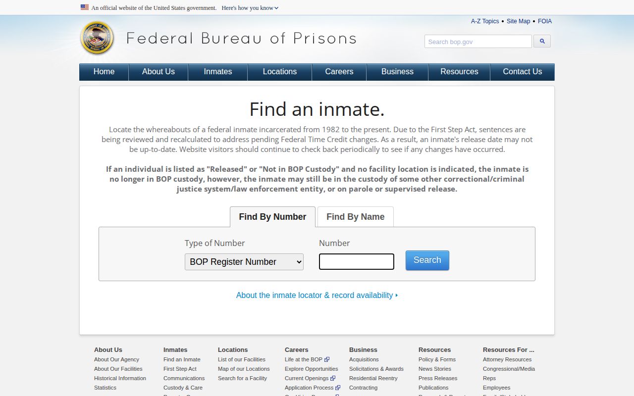 Federal BOP release search for a person connected to Benton County