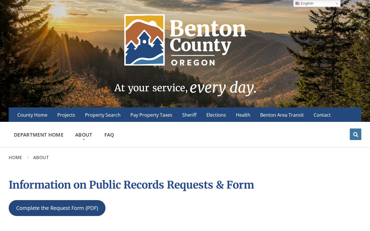 Benton County booking photo public records request channel