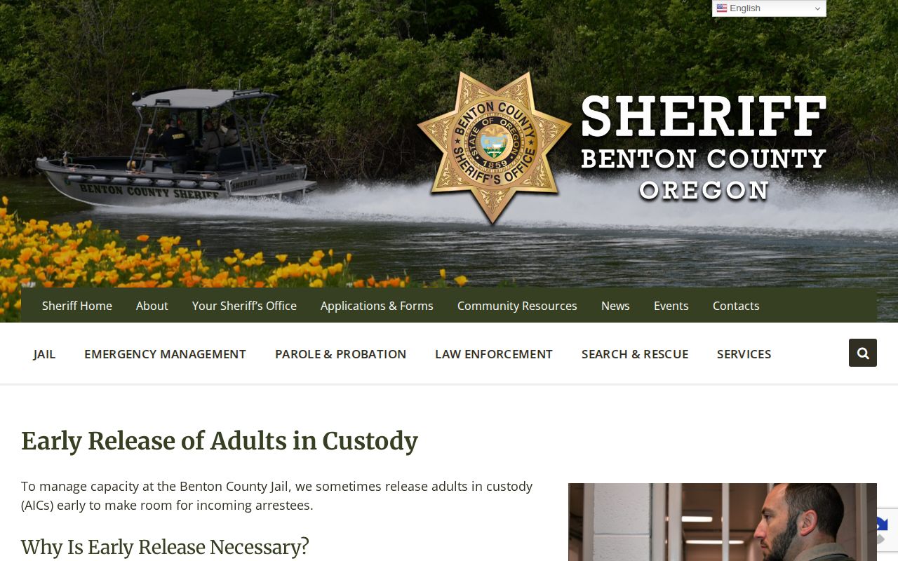 Benton County forced release process for 24-hour jail releases