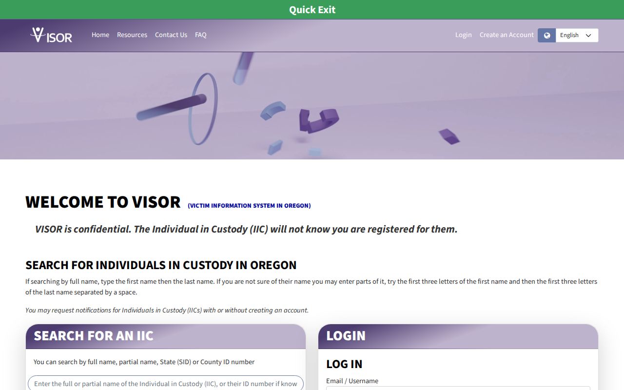 Benton County VINE inmate check on Oregon VISOR